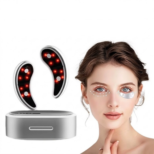 GlowEyes™ Dispositivo de terapia de luz roja LED para el cuidado ocular EMS de microcorriente pulsada, masajeador ocular para aliviar la fatiga para el tratamiento de las arrugas debajo de los ojos